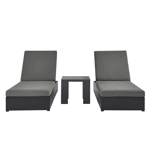 Tahoe 3-Piece Outdoor Patio Powder-Coated Aluminum Chaise Lounge Set Gray Charcoal