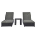 Tahoe 3-Piece Outdoor Patio Powder-Coated Aluminum Chaise Lounge Set Gray Charcoal