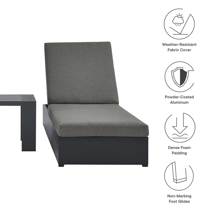 Tahoe 3-Piece Outdoor Patio Powder-Coated Aluminum Chaise Lounge Set Gray Charcoal