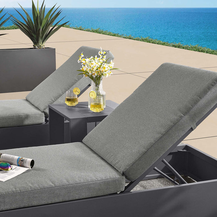 Tahoe 3-Piece Outdoor Patio Powder-Coated Aluminum Chaise Lounge Set Gray Charcoal