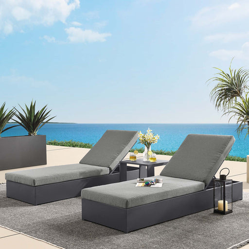 Tahoe 3-Piece Outdoor Patio Powder-Coated Aluminum Chaise Lounge Set Gray Charcoal