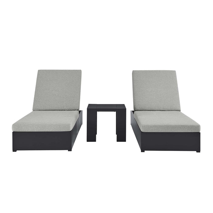 Tahoe 3-Piece Outdoor Patio Powder-Coated Aluminum Chaise Lounge Set Gray Gray