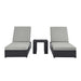 Tahoe 3-Piece Outdoor Patio Powder-Coated Aluminum Chaise Lounge Set Gray Gray