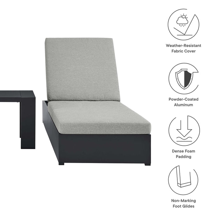 Tahoe 3-Piece Outdoor Patio Powder-Coated Aluminum Chaise Lounge Set Gray Gray