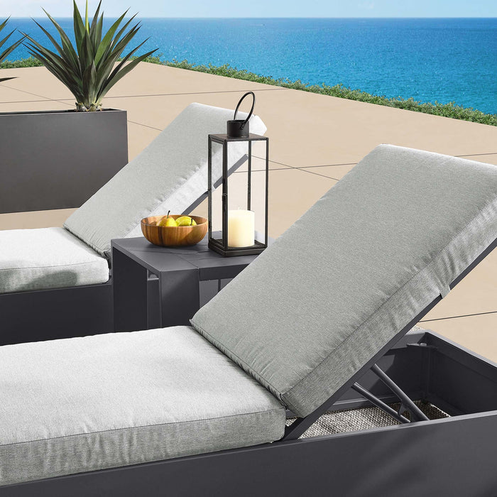 Tahoe 3-Piece Outdoor Patio Powder-Coated Aluminum Chaise Lounge Set Gray Gray