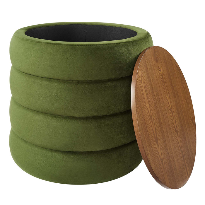 Modway Mezzo Round Performance Velvet Storage Ottoman - Features