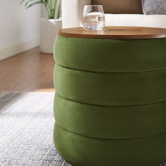 Modway Mezzo Round Performance Velvet Storage Ottoman - Lifestyle View