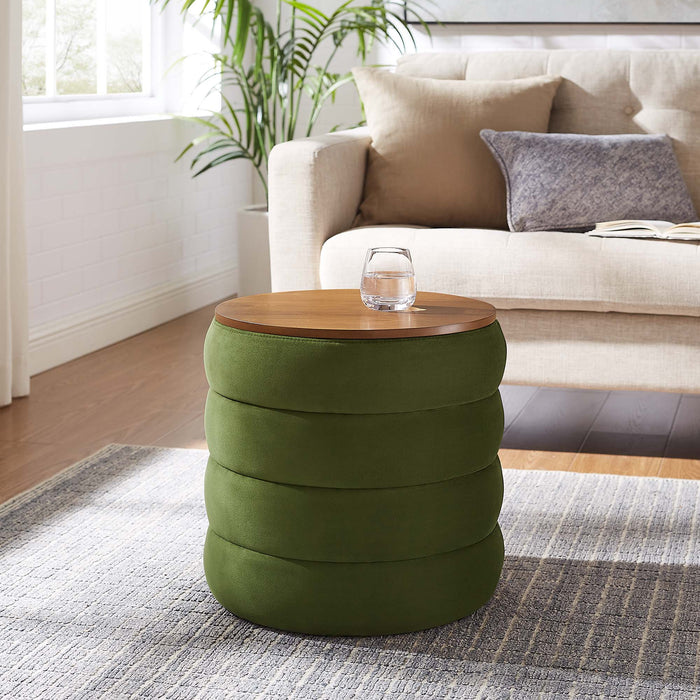 Modway Mezzo Round Performance Velvet Storage Ottoman - Close-Up