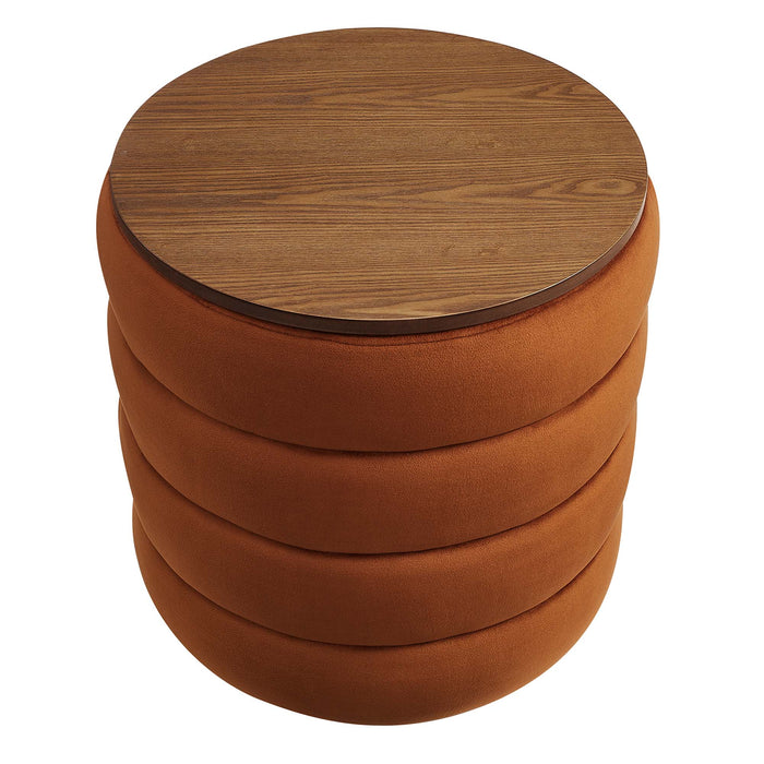 Modway Mezzo Round Performance Velvet Storage Ottoman - View 14
