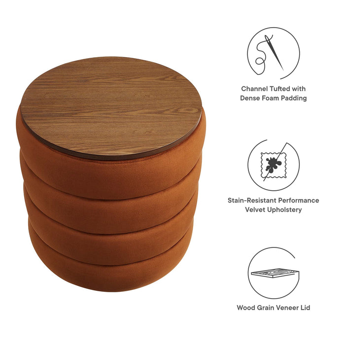 Modway Mezzo Round Performance Velvet Storage Ottoman - View 10