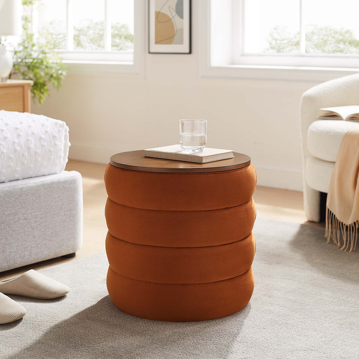 Modway Mezzo Round Performance Velvet Storage Ottoman - View 9