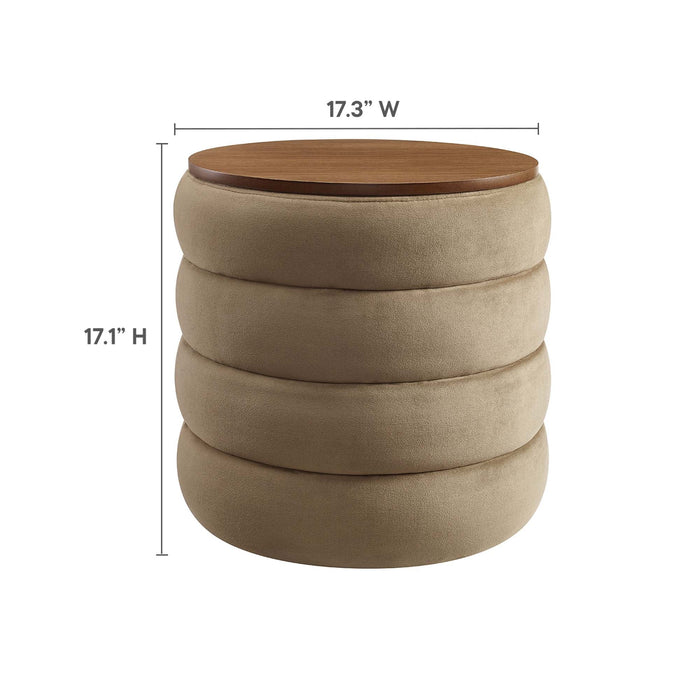Modway Mezzo Round Performance Velvet Storage Ottoman - View 19
