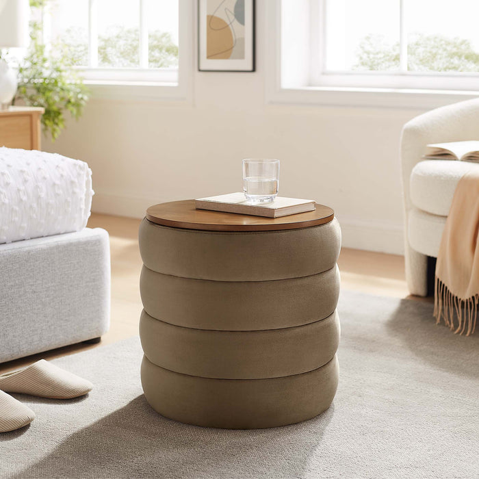 Modway Mezzo Round Performance Velvet Storage Ottoman - View 17