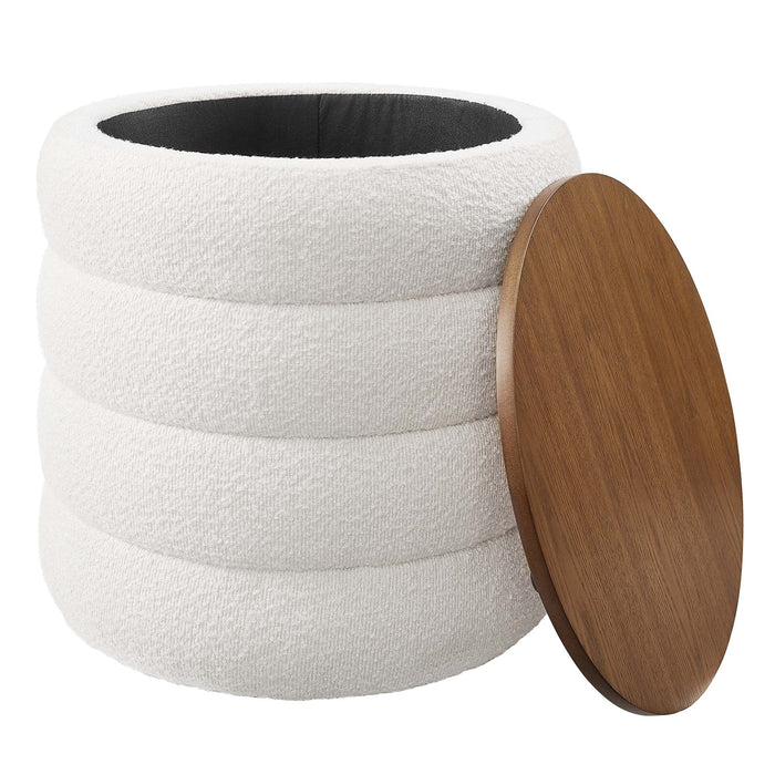 Modway Mezzo Round Boucle Fabric Storage Ottoman - Features