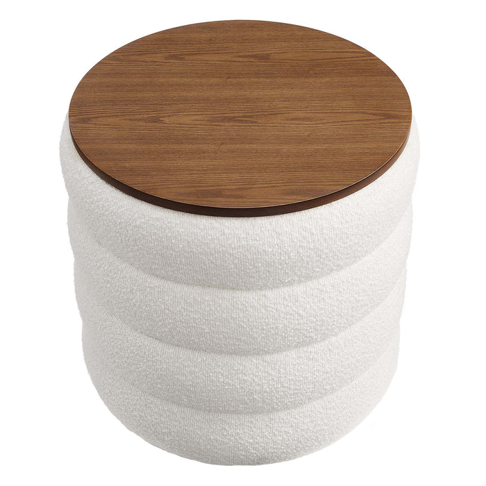 Modway Mezzo Round Boucle Fabric Storage Ottoman - Dimensions