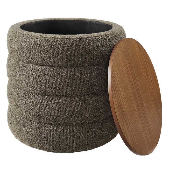 Modway Mezzo Round Boucle Fabric Storage Ottoman - View 15