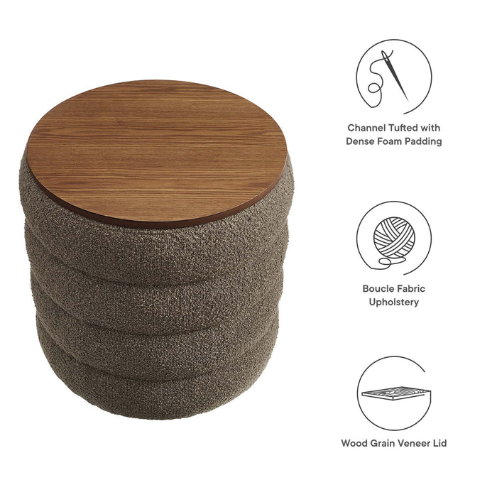 Modway Mezzo Round Boucle Fabric Storage Ottoman - View 10
