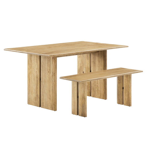 Amistad 60" Wood Dining Table and Bench Set - alternate angle view