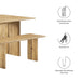 Amistad 60" Wood Dining Table and Bench Set - detail close-up