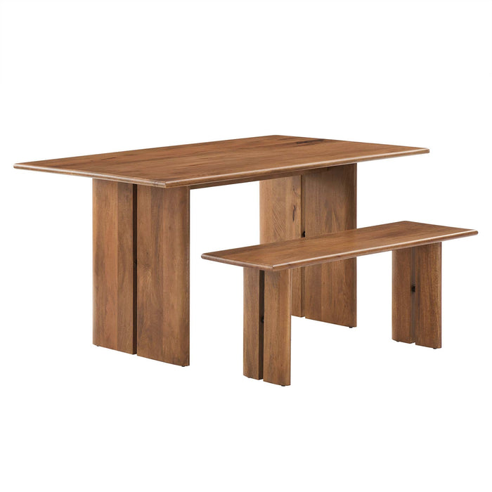 Amistad 60" Wood Dining Table and Bench Set - view 8