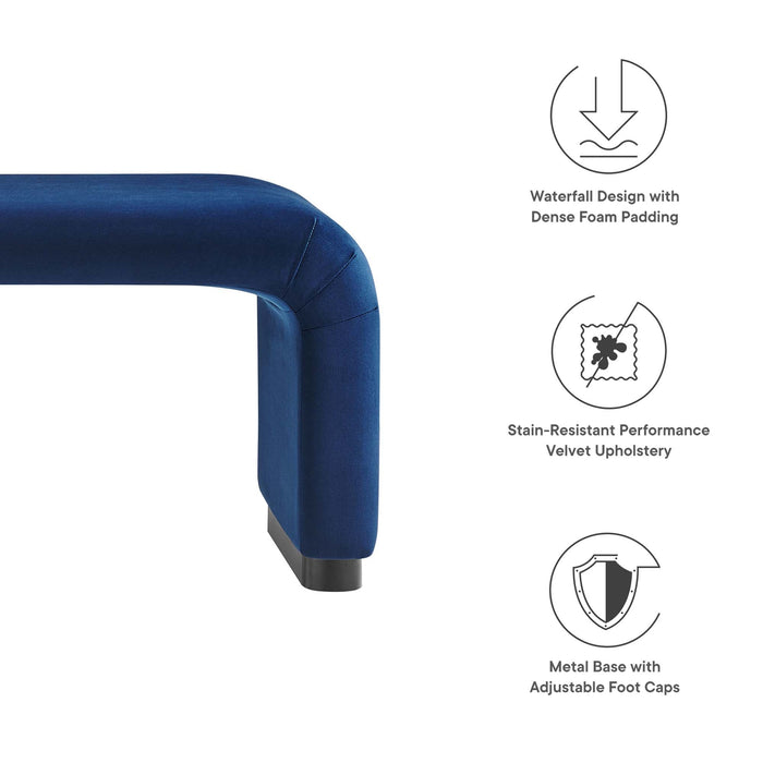 Koda Performance Velvet Waterfall Long Bench