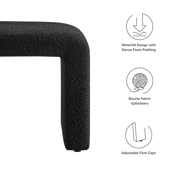 Modway Simba Boucle Fabric Waterfall Stool Living Room Furniture in Black - Side View