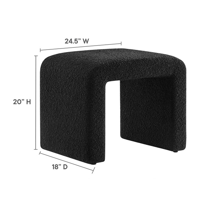 Modway Simba Boucle Fabric Waterfall Stool Living Room Furniture in Black - Detail View
