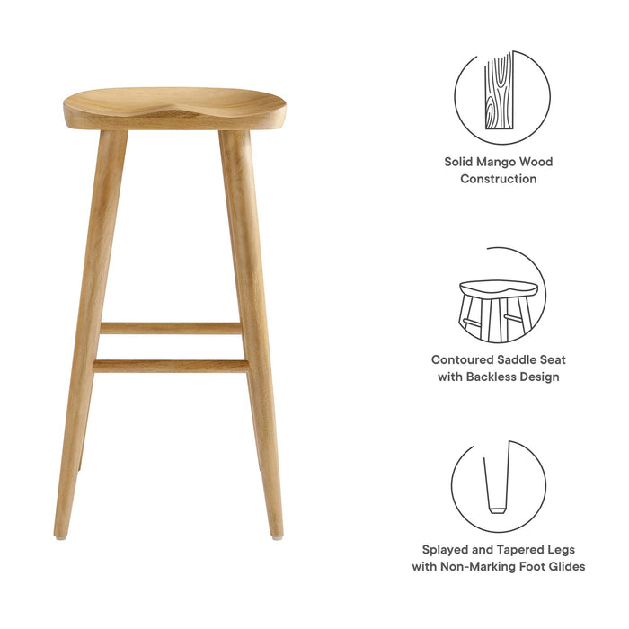 Saville Backless Wood Bar Stools - Set of 2