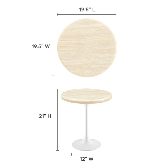 Modway Lippa Round Artificial Travertine Side Table Living Room Furniture - Close-Up
