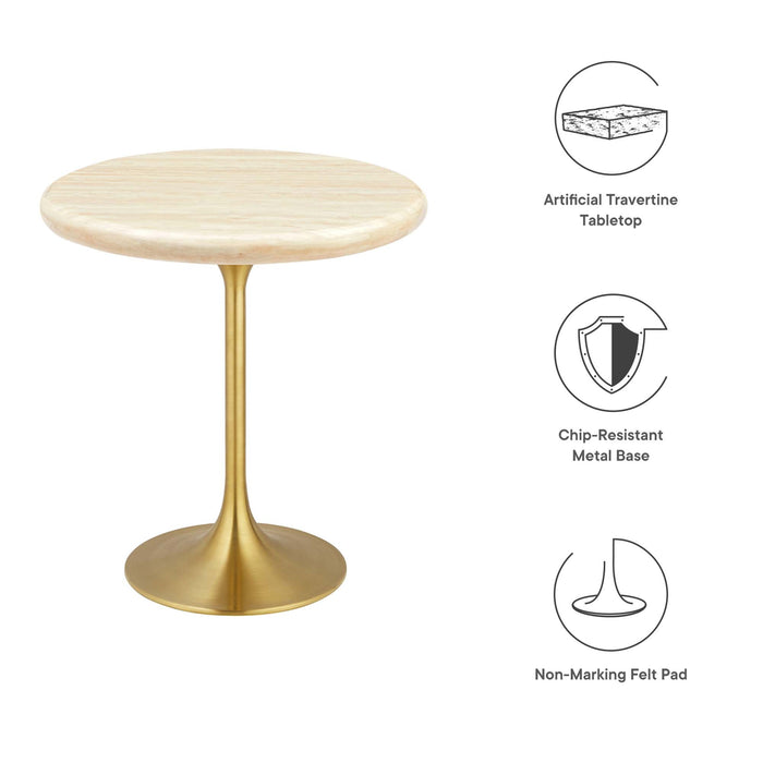 Modway Lippa Round Artificial Travertine Side Table Living Room Furniture - View 9