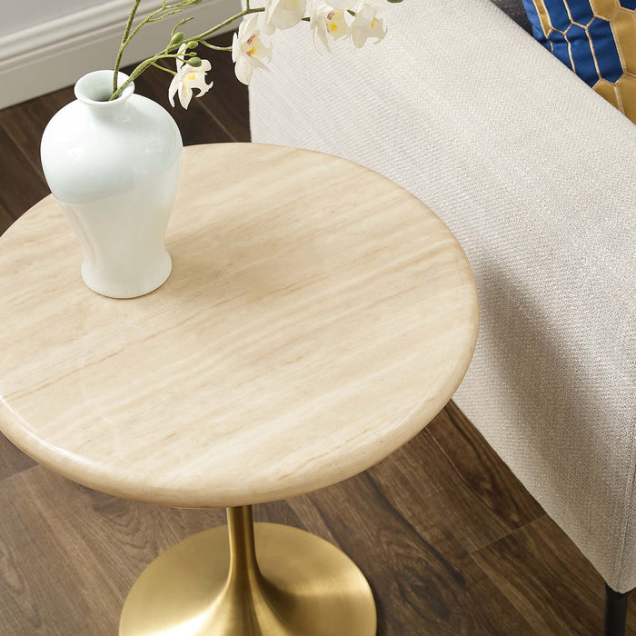 Modway Lippa Round Artificial Travertine Side Table Living Room Furniture - View 12