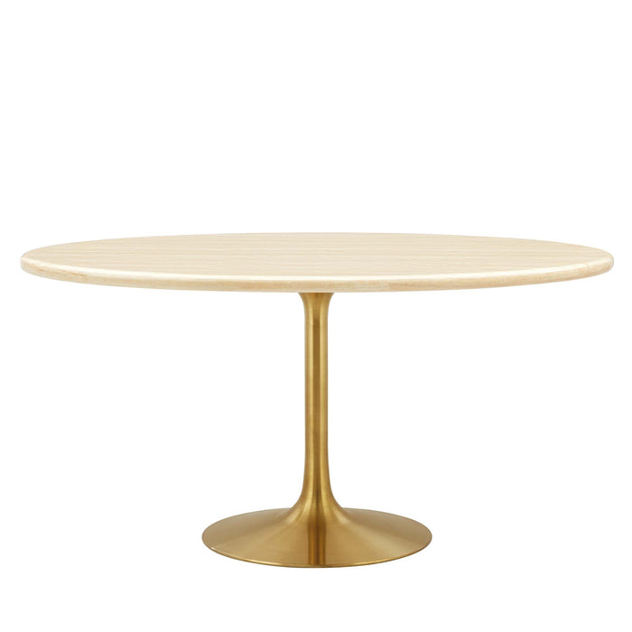 Lippa Oval Artificial Travertine Dining Table