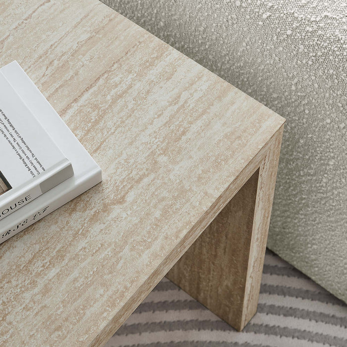 Modway Mirella Faux Travertine Side Table Living Room Furniture - Features