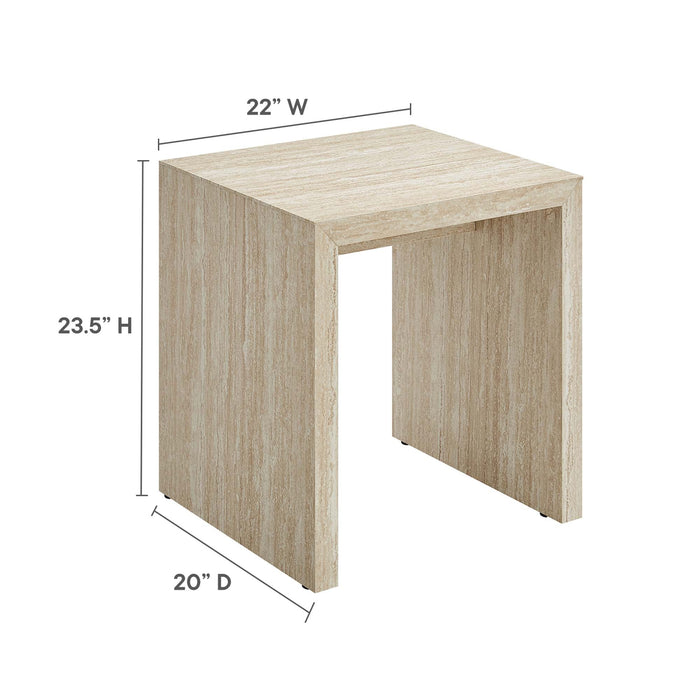 Modway Mirella Faux Travertine Side Table Living Room Furniture - Close-Up