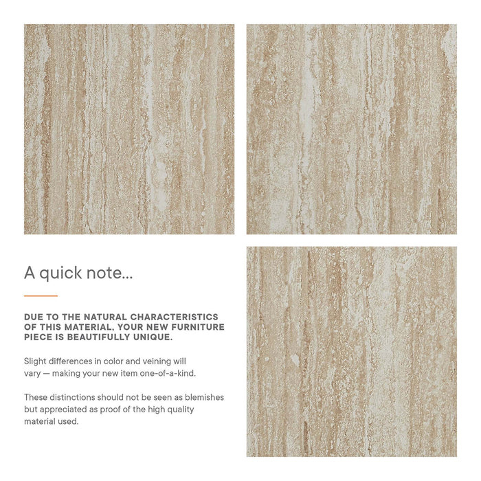 Modway Mirella Faux Travertine Side Table Living Room Furniture in Brown - Side View