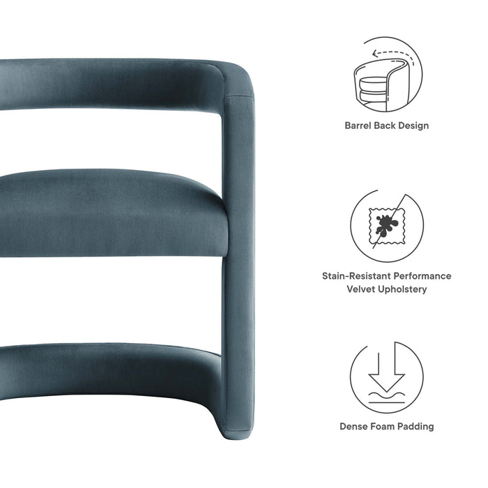 Winslow  Barrel Performance Velvet Dining Chair