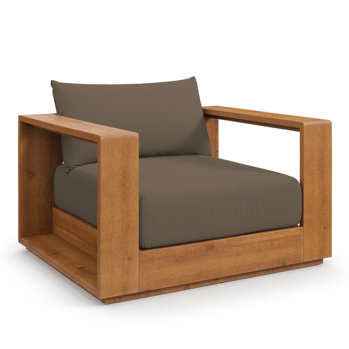 Modway Tahoe Outdoor Patio Acacia Wood Chair Living Room Furniture in Brown