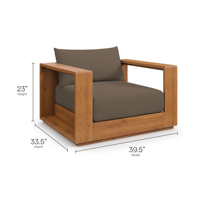 Modway Tahoe Outdoor Patio Acacia Wood Chair Living Room Furniture - Close-Up