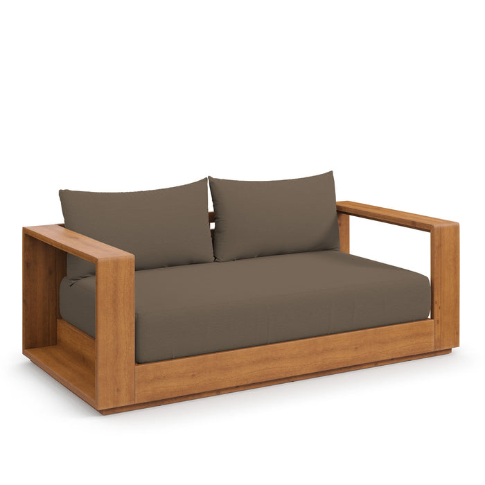 Modway Tahoe Acacia Wood Outdoor Patio Acacia Wood Loveseat Living Room Furniture in Brown