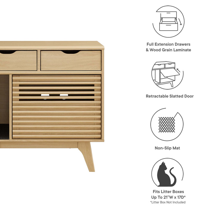 Modway Render Cat Cabinet Storage Shelf in Brown - Side View
