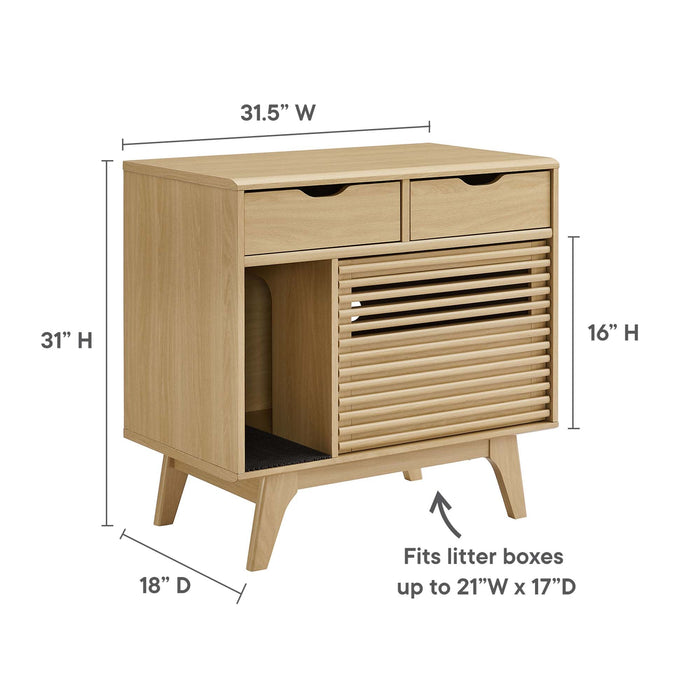 Modway Render Cat Cabinet Storage Shelf in Brown - Detail View