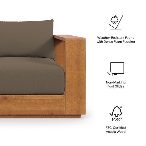 Modway Tahoe 3-Piece Outdoor Patio Acacia Wood Furniture Set in Brown - Side View