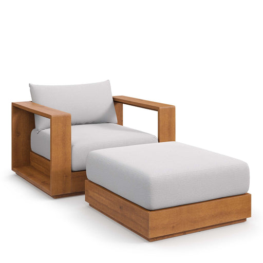 Modway Tahoe 2-Piece Outdoor Patio Acacia Wood Armchair and Ottoman Set Living Room Furniture - View 16