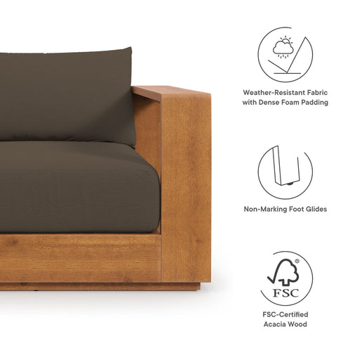 Modway Tahoe 5-Piece Outdoor Patio Acacia Wood Furniture Set in Brown - Side View