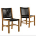 Vienna Outdoor Patio Teak and Rope Armless Dining Chairs Set of 2 Natural Black