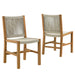 Vienna Outdoor Patio Teak and Rope Armless Dining Chairs Set of 2 Natural Natural