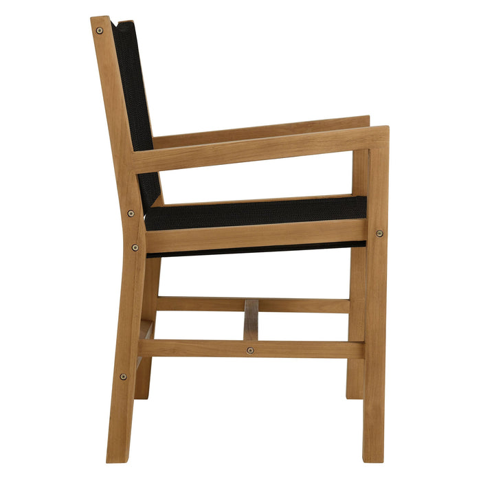 Vienna Outdoor Patio Teak and Rope Dining Armchairs Set of 2 Natural Black