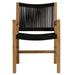 Vienna 3-Piece Outdoor Patio Teak and Rope Armchairs with Folding Side Table Natural Black