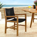 Vienna Outdoor Patio Teak and Rope Dining Armchairs Set of 2 Natural Black