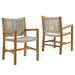 Vienna Outdoor Patio Teak and Rope Dining Armchairs Set of 2 Natural Natural
